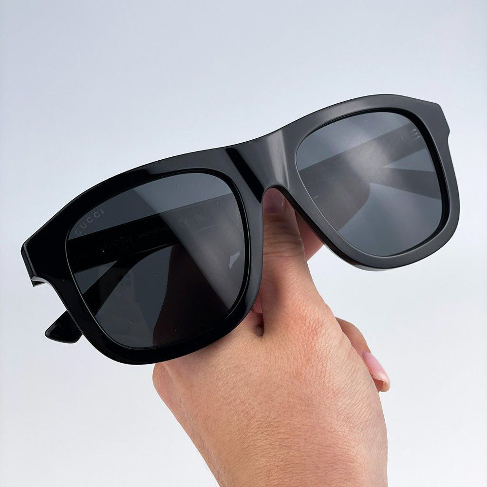 Gucci GG1316S 001 Sunglasses Black Grey Square Unisex - Picture 3 of 11